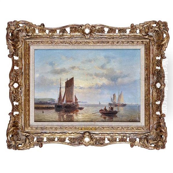 Shipping Off The Coast In Calm Seas Oil Painting by Abraham Hulk the Elder