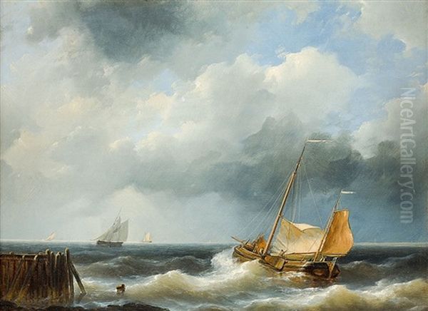 Fischerboot Auf Sturmischer See Mit Aufziehenden Wolken Oil Painting by Abraham Hulk the Elder