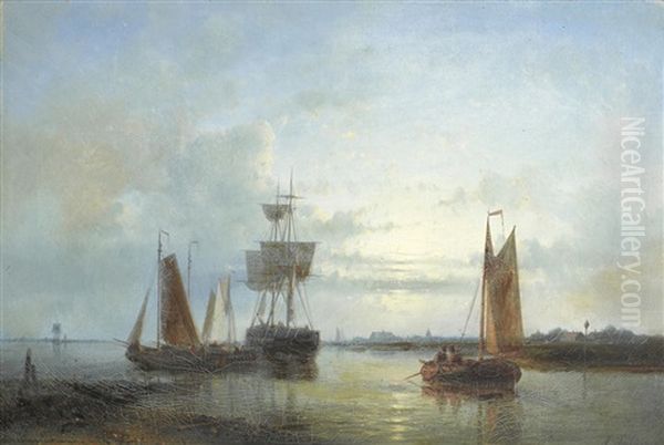 Dutch Shipping Off The Coast Oil Painting by Abraham Hulk the Elder