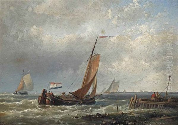 Sailing Along The Dutch Coast Oil Painting by Abraham Hulk the Elder