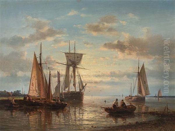 Sailboat Oil Painting by Abraham Hulk the Elder