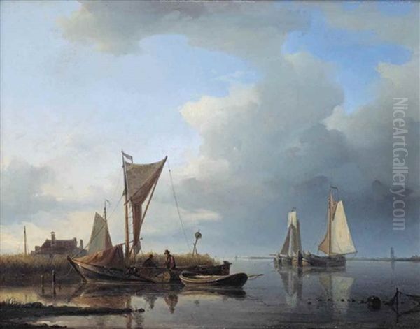 Vessels On A Calm Oil Painting by Abraham Hulk the Elder