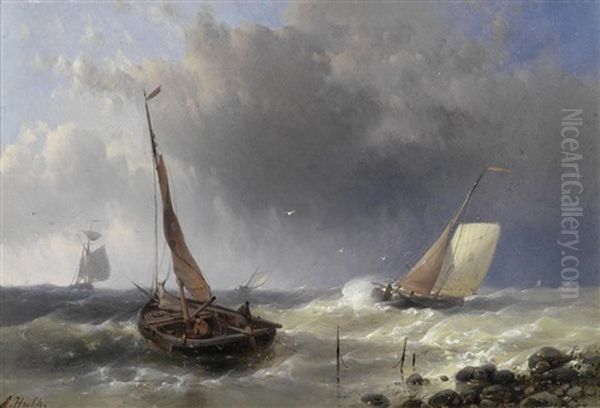 Off The Dutch Coast Oil Painting by Abraham Hulk the Elder