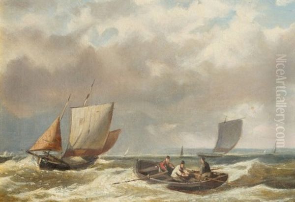 Rowing On Choppy Waters Oil Painting by Abraham Hulk the Elder