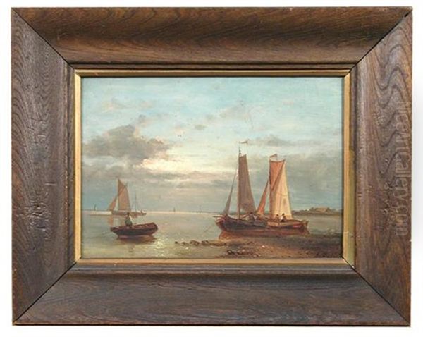 Sailing Ships In A Calm; And Sailing Ships In A Choppy Sea (2 Works) Oil Painting by Abraham Hulk the Elder