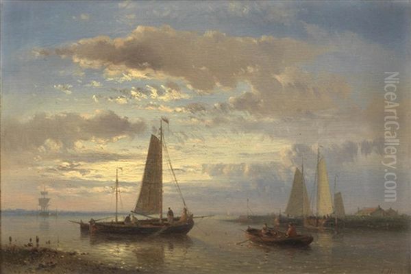 Sunset On The Estuary Oil Painting by Abraham Hulk the Elder