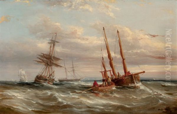 Off The French Coast Oil Painting by Abraham Hulk the Elder