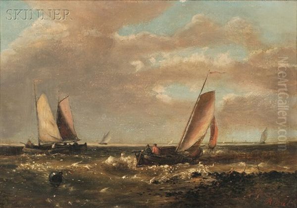 Sailboats At Low Tide by Abraham Hulk the Elder