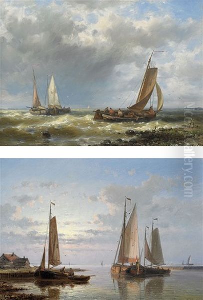 On The Scheldt (2 Works) Oil Painting by Abraham Hulk the Elder