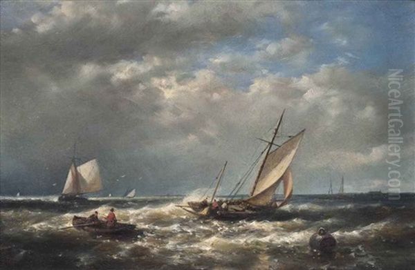 A Breezy Day At The Mouth Of The Scheldt Oil Painting by Abraham Hulk the Elder