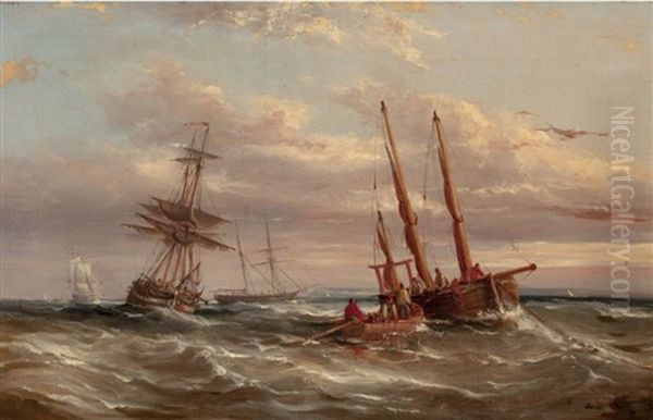 Off The French Coast Oil Painting by Abraham Hulk the Elder