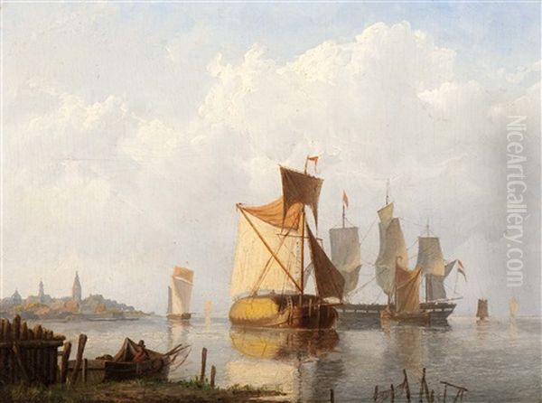 Schepen Op De Zuiderzee Oil Painting by Abraham Hulk the Elder