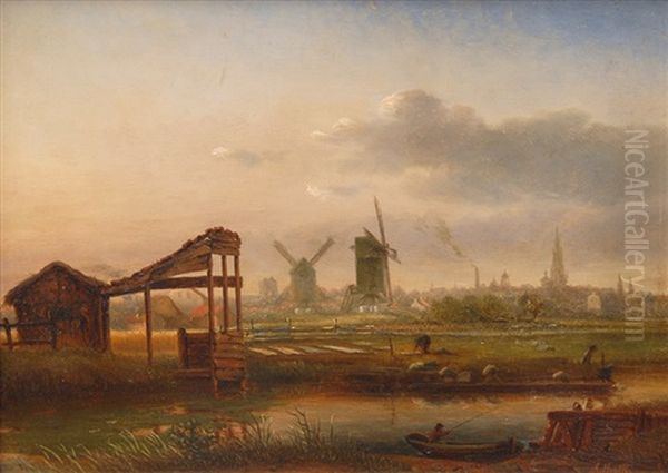 Dutch Landscape Oil Painting by Abraham Hulk the Elder