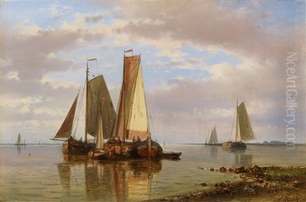 Strand Mit Segelschiffen Oil Painting by Abraham Hulk the Elder