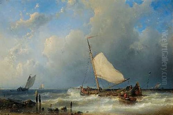 Segelboote Auf Rauher See Oil Painting by Abraham Hulk the Elder