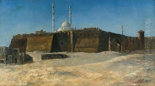 An Eastern Fortress Oil Painting by Barrett