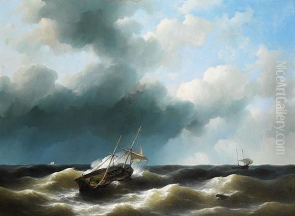 Segelschiff Auf Sturmischer See Oil Painting by Abraham Hulk the Elder