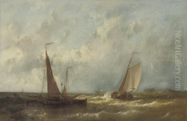 Shipping On A Choppy Sea Oil Painting by Abraham Hulk the Elder