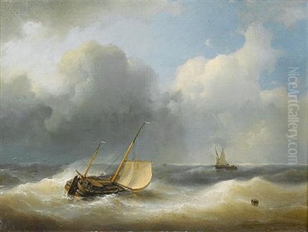 In Choppy Seas Oil Painting by Abraham Hulk the Elder