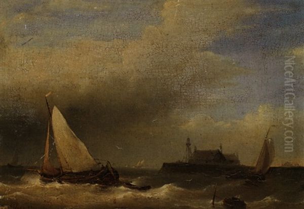 Fischerboot Vor Der Kuste Oil Painting by Abraham Hulk the Elder