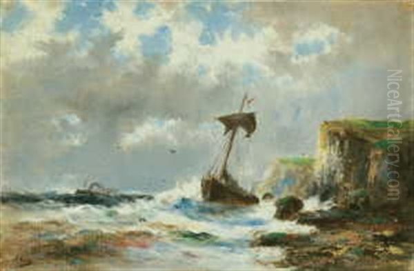 Sturm An Der Kuste Mit Gestrandetem Segelschiff Oil Painting by Abraham Hulk the Elder