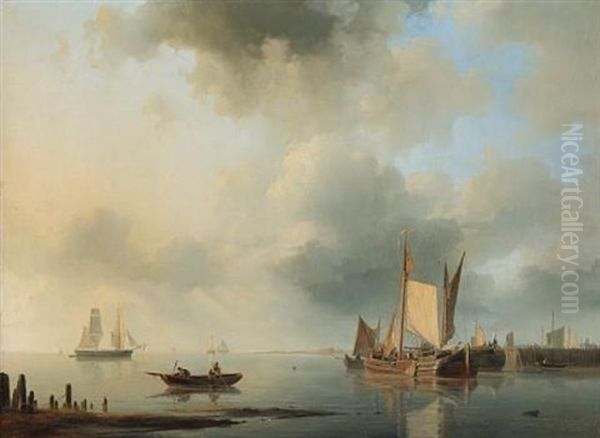 Shipping In A Calm Harbour Oil Painting by Abraham Hulk the Elder