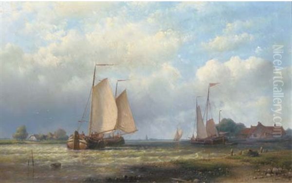 Activities On The River In A Brisk Wind Oil Painting by Abraham Hulk the Elder