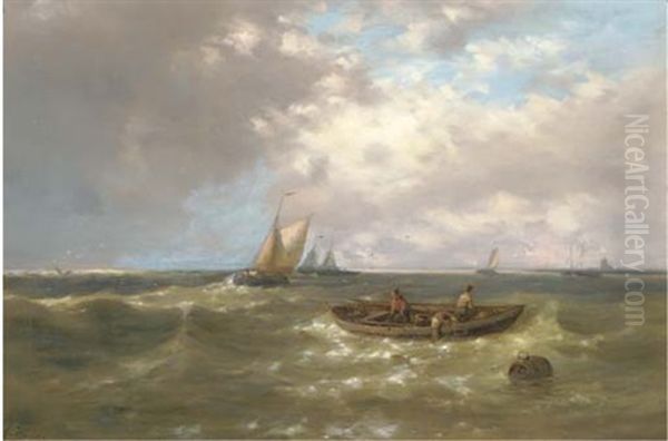 Fishing On A Blustery Day Oil Painting by Abraham Hulk the Elder