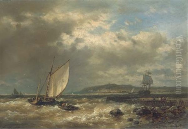 Rowing Out In A Stiff Breeze Oil Painting by Abraham Hulk the Elder