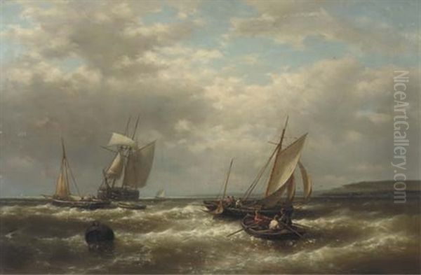 Shipping On A Blustery Day Oil Painting by Abraham Hulk the Elder