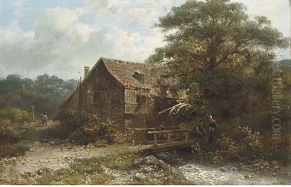 Chatting By The Watermill Oil Painting by Abraham Hulk the Elder