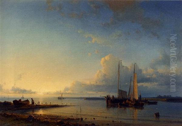 Shipping In A Calm Oil Painting by Abraham Hulk the Elder