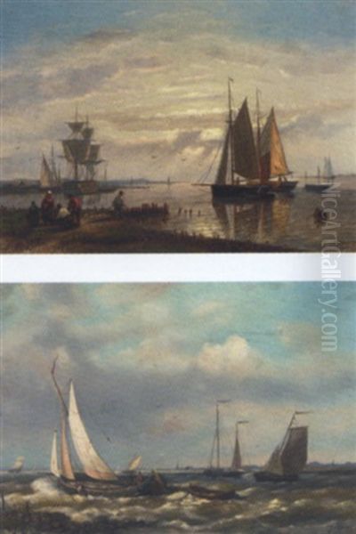 Barges In A Stiff Breeze Oil Painting by Abraham Hulk the Elder