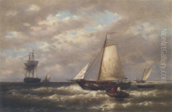 A Stiff Breeze Offshore Oil Painting by Abraham Hulk the Elder