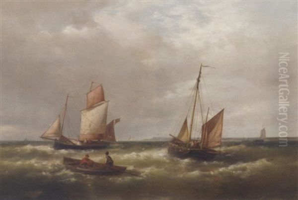 Shipping In Blustery Weather Oil Painting by Abraham Hulk the Elder