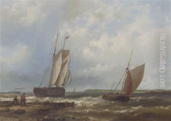 Shipping In An Estuary Oil Painting by Abraham Hulk the Elder