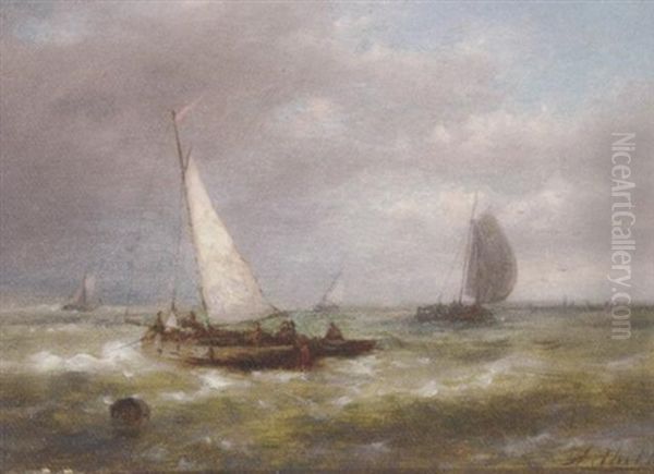 Shipping In A Squall Oil Painting by Abraham Hulk the Elder