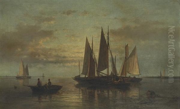 Crossing The Harbor Oil Painting by Abraham Hulk the Elder