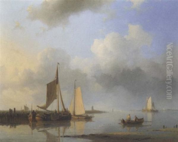 Shipping In A Calm Oil Painting by Abraham Hulk the Elder