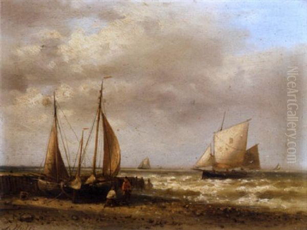 Shipping Off The Dutch Coast Oil Painting by Abraham Hulk the Elder