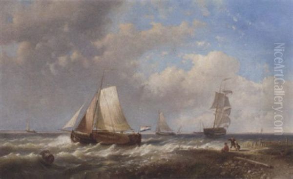 An Onshore Breeze Off The Dutch Coast Oil Painting by Abraham Hulk the Elder