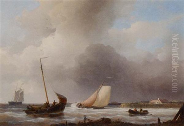 Sailing Boats Off The Dutch Coast Oil Painting by Abraham Hulk the Elder