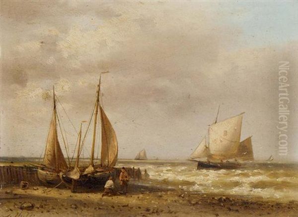 Shipping Off The Dutch Coast Oil Painting by Abraham Hulk the Elder