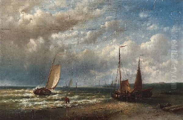 Anlandende Fischerboote An Der Englischen Kuste Oil Painting by Abraham Hulk the Elder