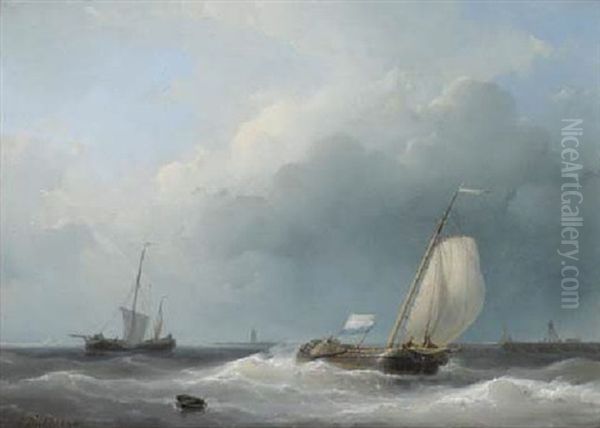 Shipping In A Stiff Breeze Oil Painting by Abraham Hulk the Elder