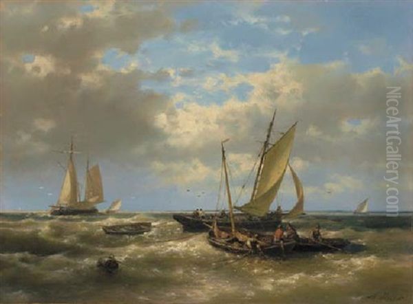 Hauling In The Nets Oil Painting by Abraham Hulk the Elder