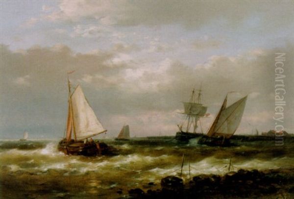 Kustlandskap Med Segelfartyg Oil Painting by Abraham Hulk the Elder