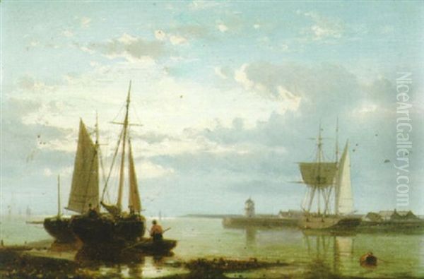 Shipping At The Mouth Of An Estuary Oil Painting by Abraham Hulk the Elder