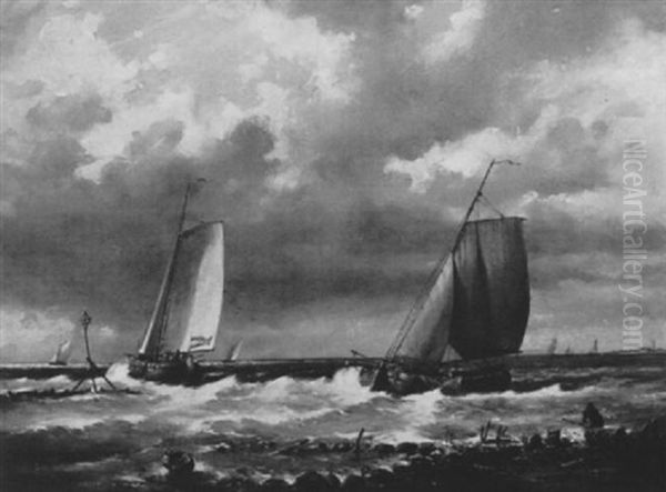 Zwei Fischerboote Oil Painting by Abraham Hulk the Elder