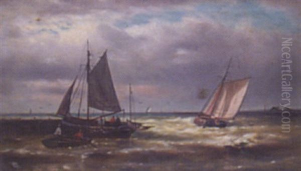 Shipping Off The Coast Oil Painting by Abraham Hulk the Elder